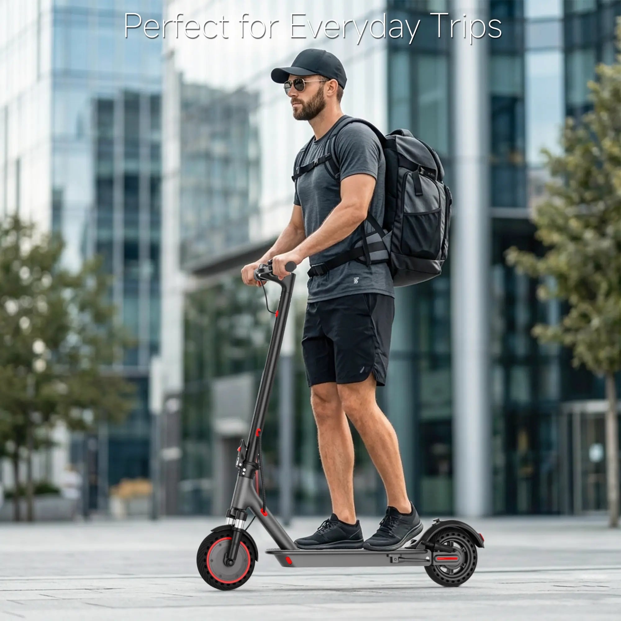 Electric Scooter for Adults, 350-500W Motor, Top Speed of 19-22 MPH, 21-28 Miles, 8.5-10" Tires, Foldable E-Scooter for Adults Equipped with App Control and Dual Braking System, Portable Folding, LED Lights Scooter
