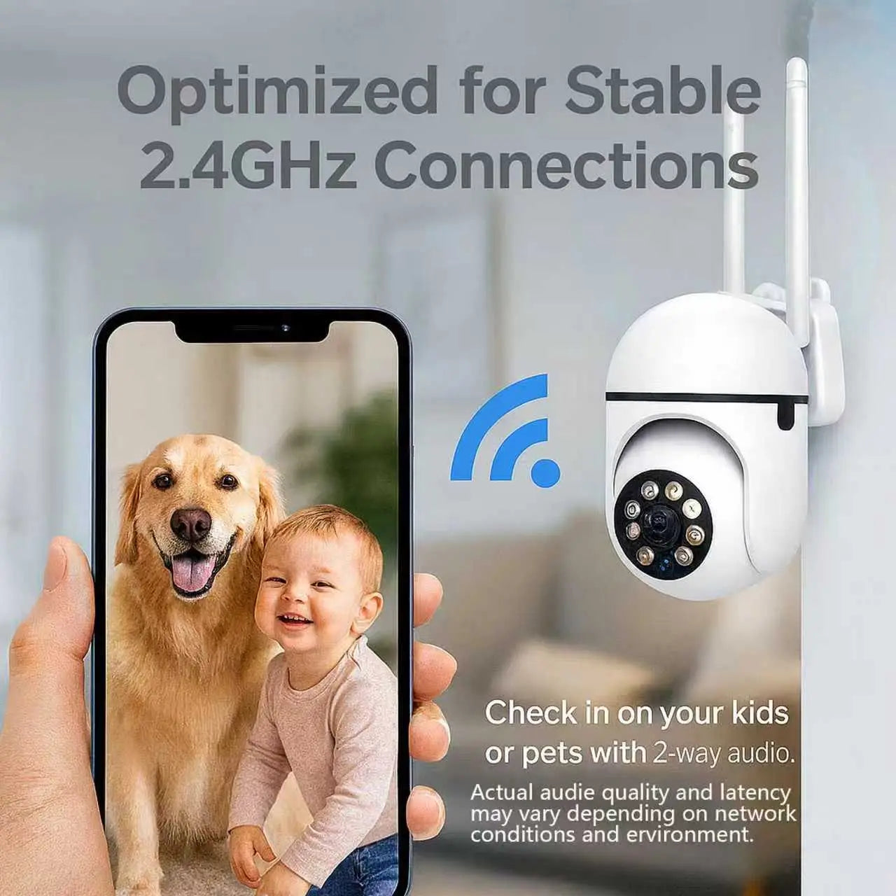 PBSEV Cameras for Home, 1080P Pan Tilt Panoramic HD Surveillance Camera, AI Human Detection, Color Night Vision, Crisp Two-Way Audio, Bluetooth & Wi-Fi Connection, Equipped with 9.9FT Long Power Cable, 24/7 Continuous Recording for Home, Pet Monitoring