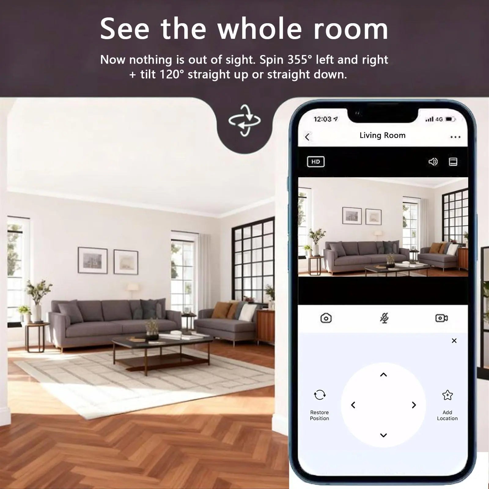 PBSEV Cameras for Home, 1080P Pan Tilt Panoramic HD Surveillance Camera, AI Human Detection, Color Night Vision, Crisp Two-Way Audio, Bluetooth & Wi-Fi Connection, Equipped with 9.9FT Long Power Cable, 24/7 Continuous Recording for Home, Pet Monitoring