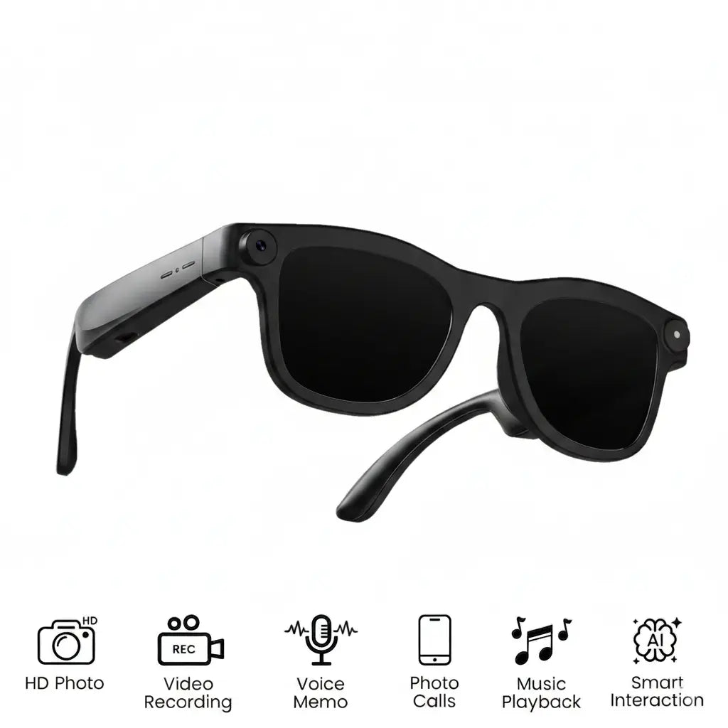Lumenex AI Smart Glasses (Recording Glasses) - HD Camera, Hands-Free POV Video Recording, Open-Ear Bluetooth Audio, Real-Time Voice Translation, Smart Assistant Functionality