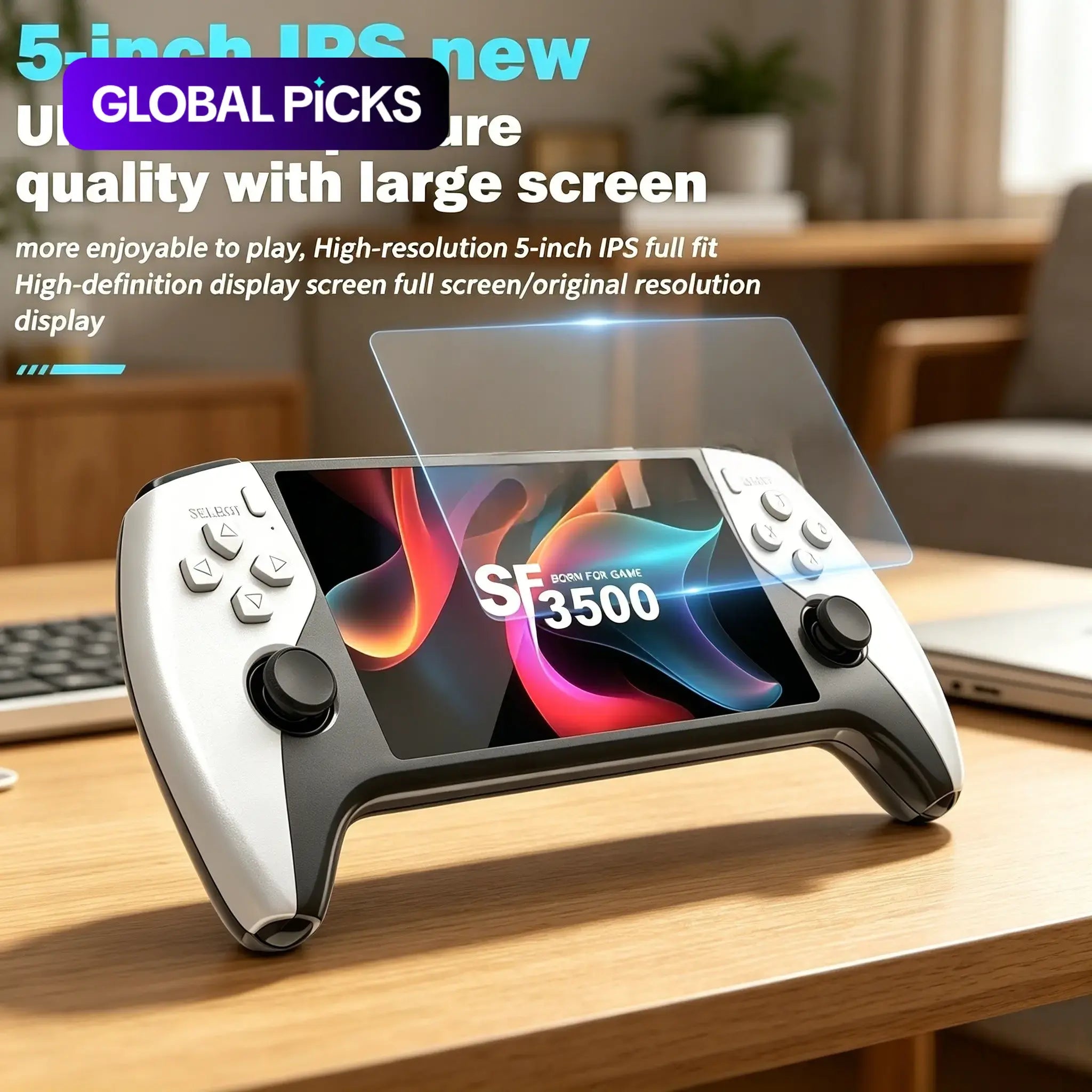 Sf3500 Retro Handheld Games Console, 5-Inch IPS HD Screen, Dual Joystick, Multiple Emulators, HDMI Output, Ergonomic Design, Perfect for Gaming Enthusiasts #GLOBAL PICKS