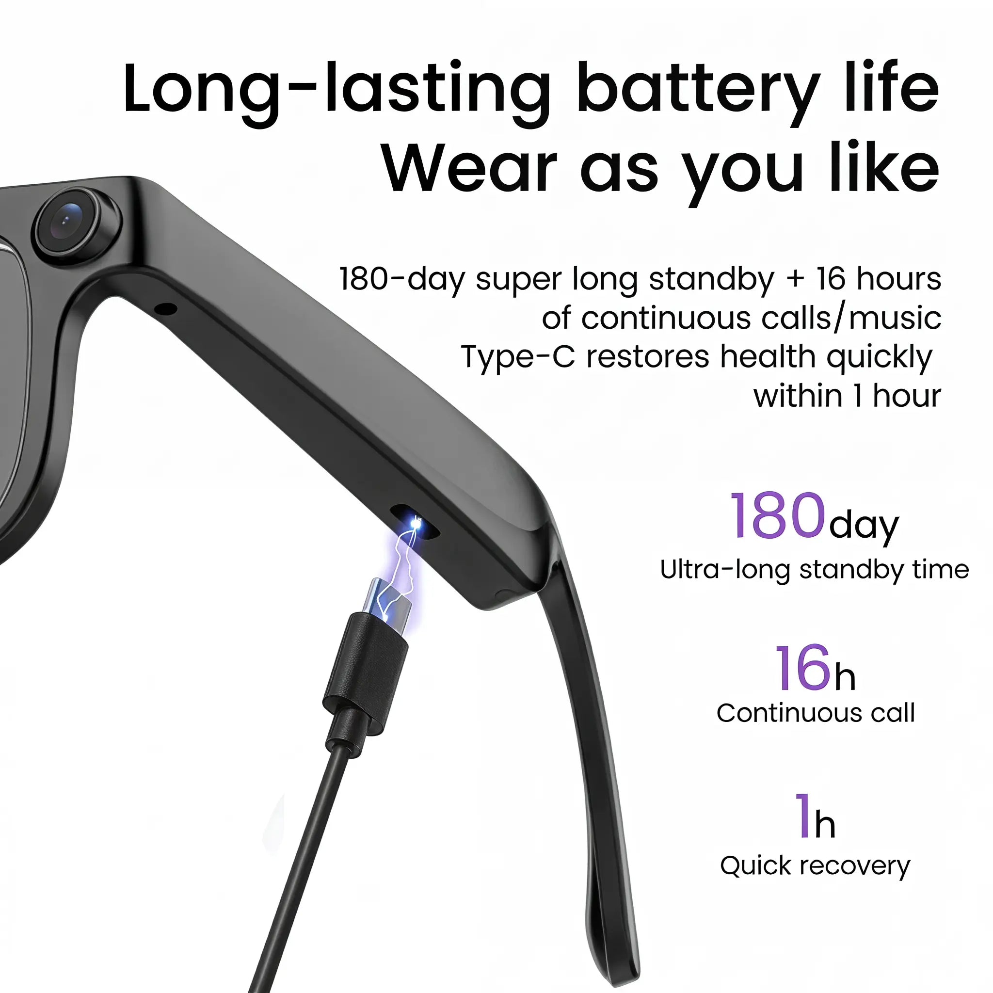 Lumenex AI Smart Glasses (Recording Glasses) - HD Camera, Hands-Free POV Video Recording, Open-Ear Bluetooth Audio, Real-Time Voice Translation, Smart Assistant Functionality