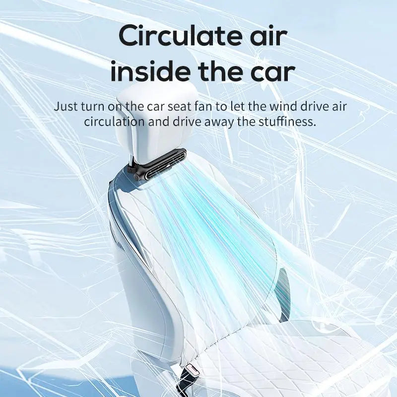 Car Seat Velcro Fan: 3 Adjustable Speeds, Built-In 3000Mah Battery, USB Charging, Suitable for Cars, Golf Carts, and Travel Rvs