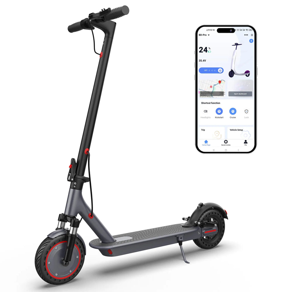 Electric Scooter for Adults, 350-500W Motor, Top Speed of 19-22 MPH, 21-28 Miles, 8.5-10" Tires, Foldable E-Scooter for Adults Equipped with App Control and Dual Braking System, Portable Folding, LED Lights Scooter